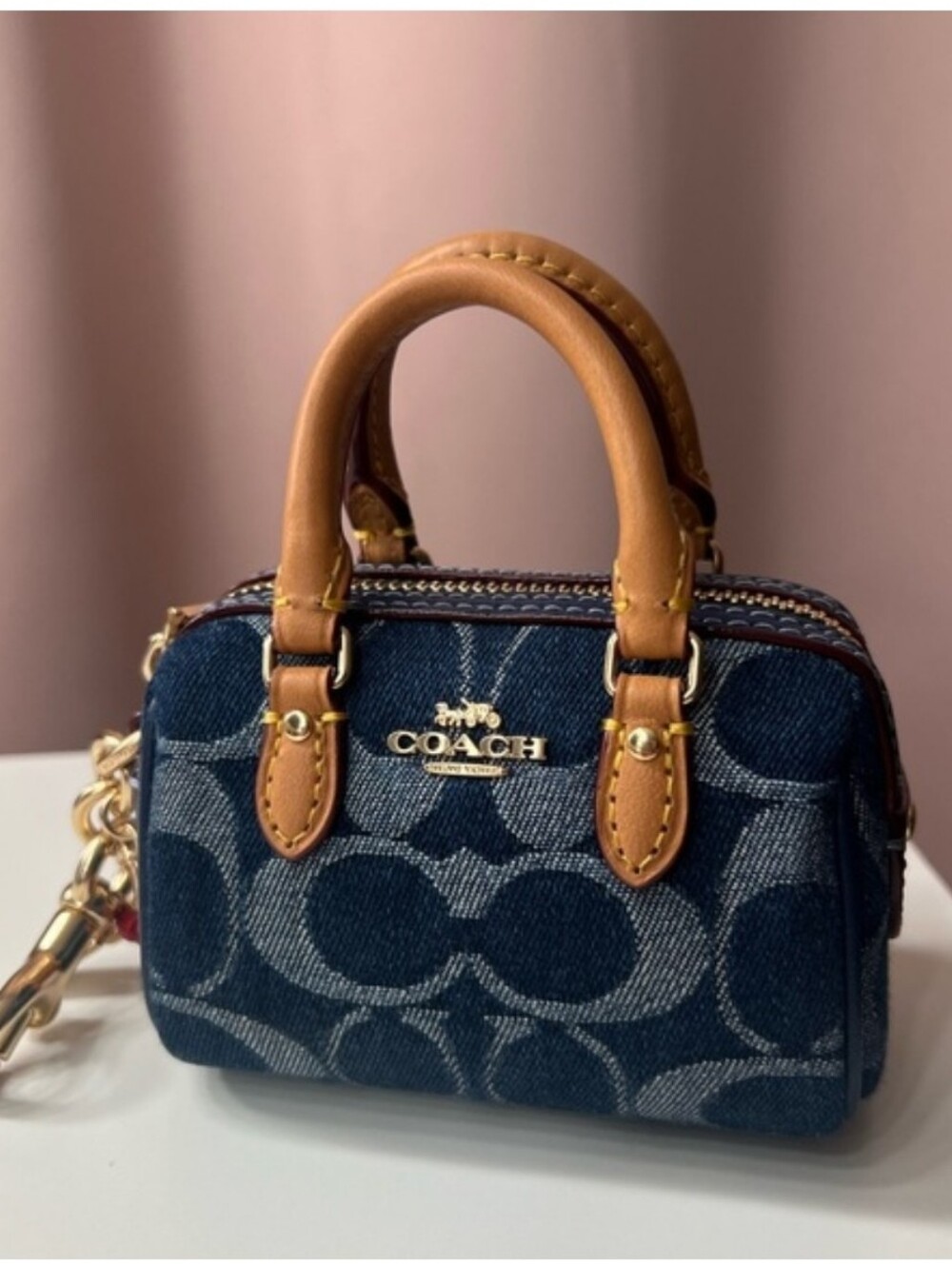 Coach Mini Rowan Cherry Denim Bag